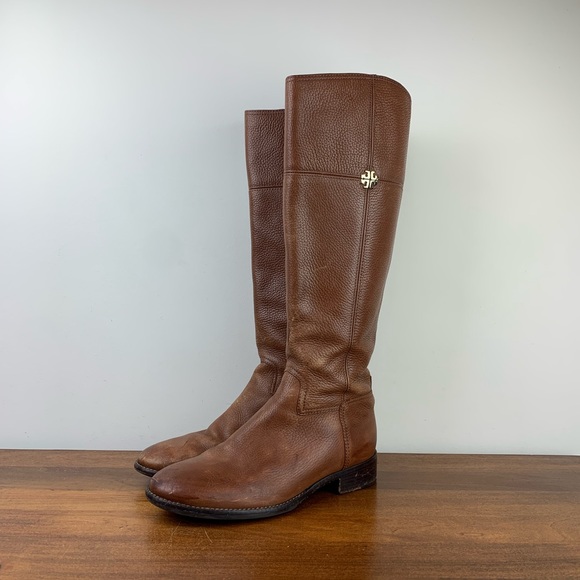 Tory Burch Shoes - Tory Burch Jolie 31192 Brown Pebble Leather Riding Boots Womens Size 7.5 Used